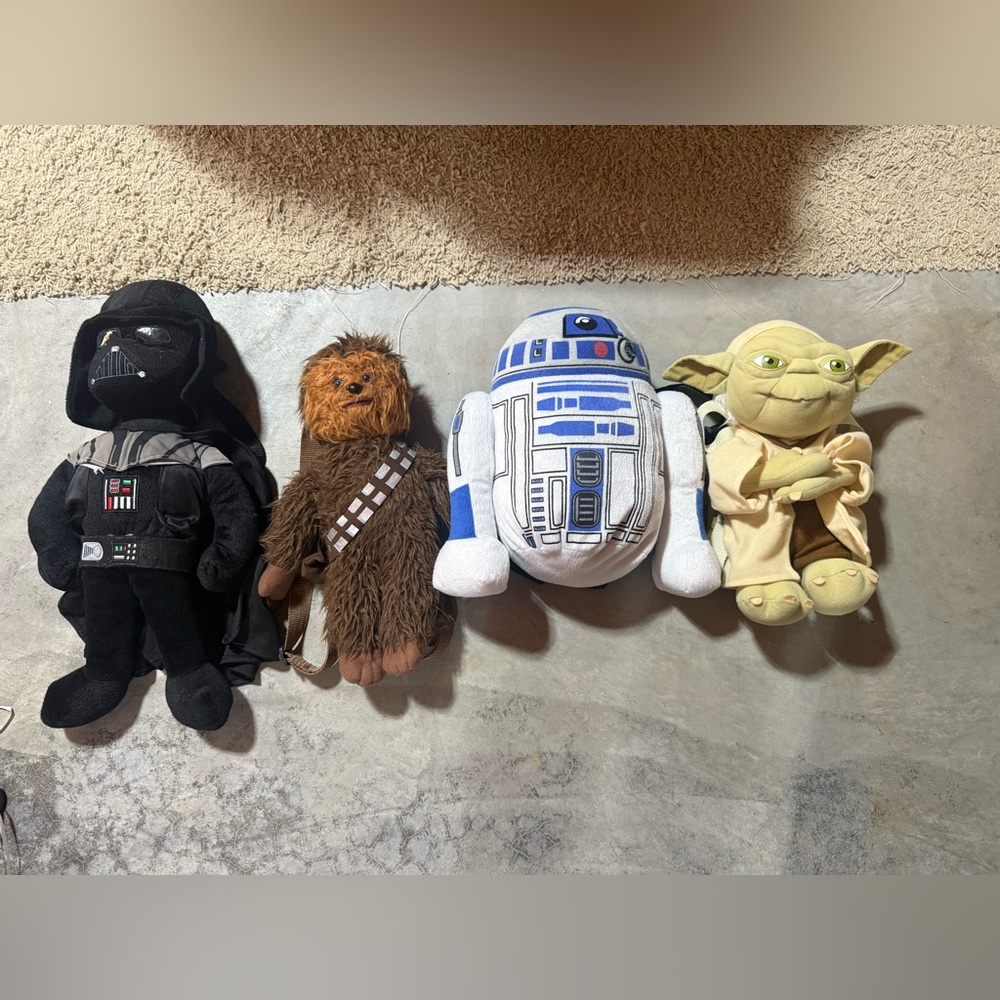 Star Wars Plush Backpack Toy Set - Black, Brown, Blue, Green